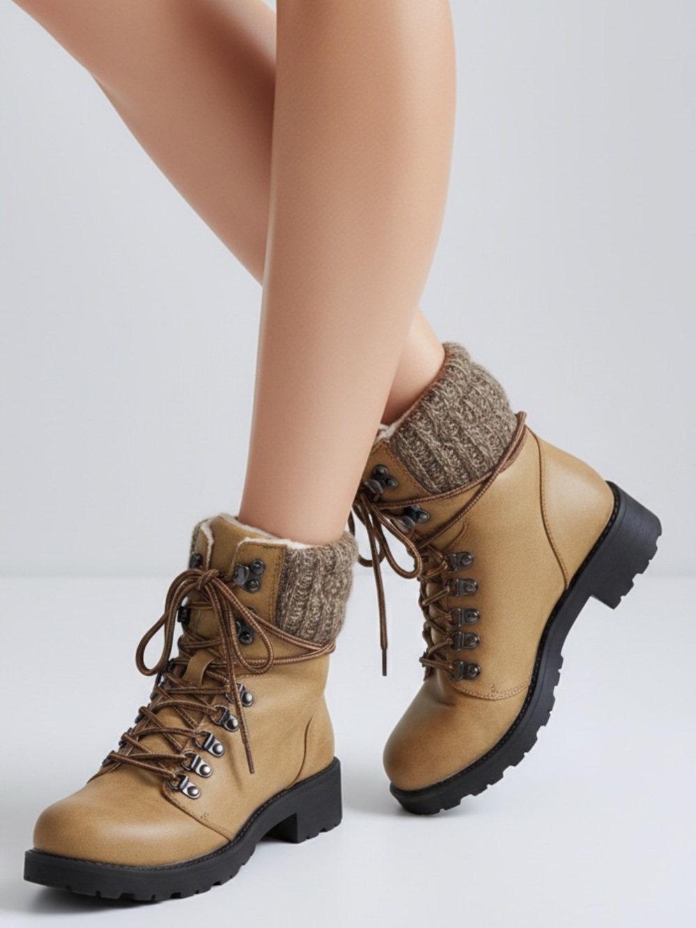 MIA Women's Brown Combat Ankle Boots Size 8.5 Moto Hiking Casual distressed